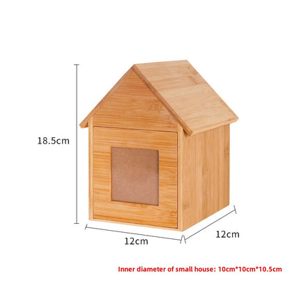 Wooden cat and dog commemorative box Pet supplies Wooden box with photo frame Drawer wooden pet urn