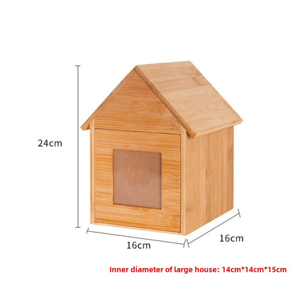 Wooden cat and dog commemorative box Pet supplies Wooden box with photo frame Drawer wooden pet urn