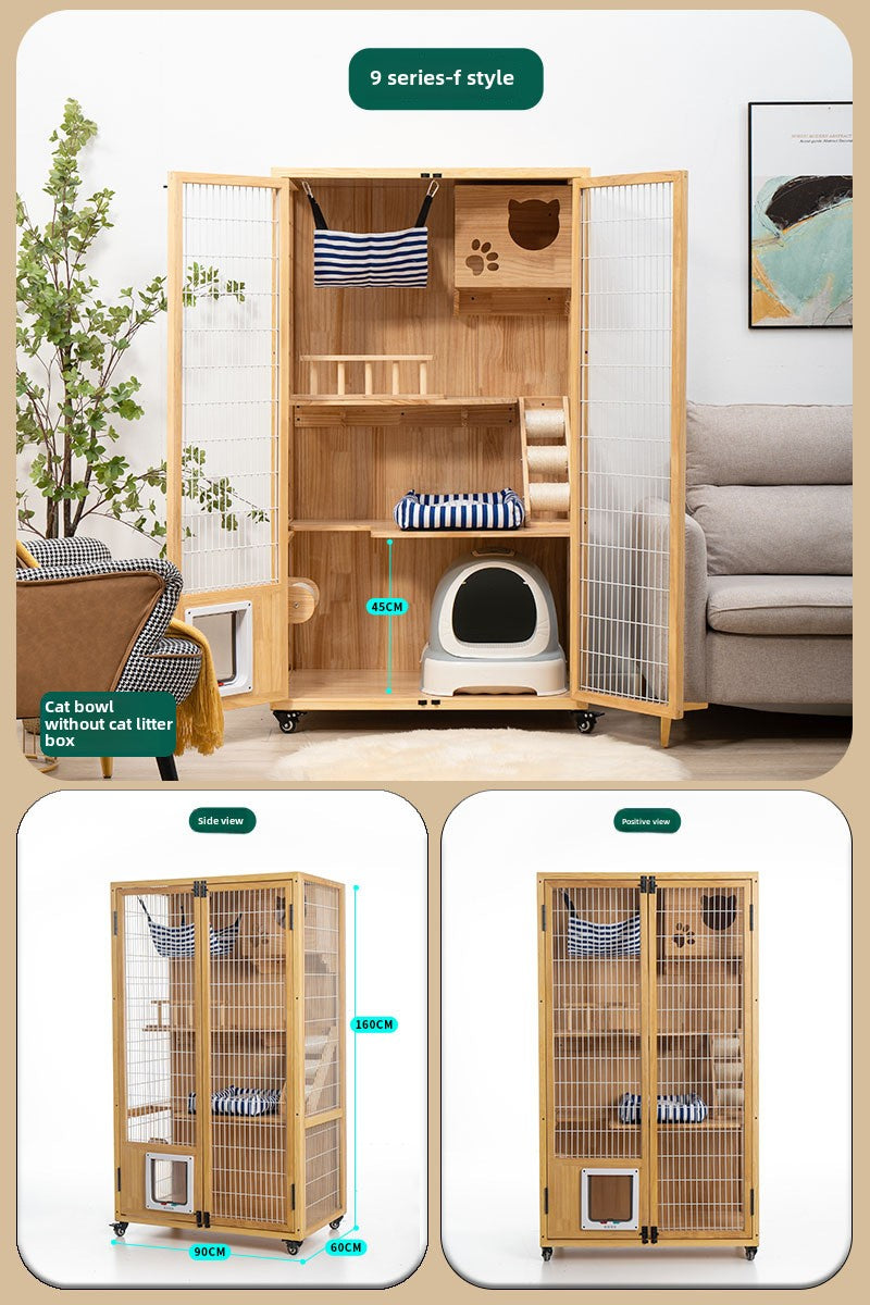 Cat Villa Factory Direct Sales Solid Wood Cat Cage Large Pet Household Cage Indoor Three Layers Four Layers Free Space