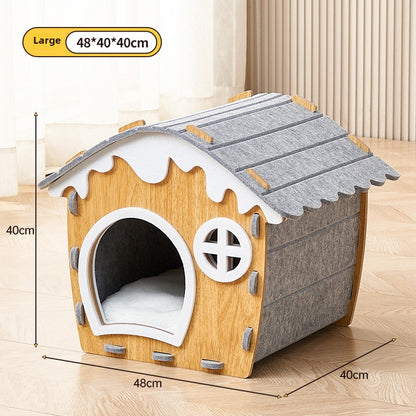 Winter warm closed cat nest security cat house felt cat scratch nest wear-resistant four-season universal scratch-resistant cat house