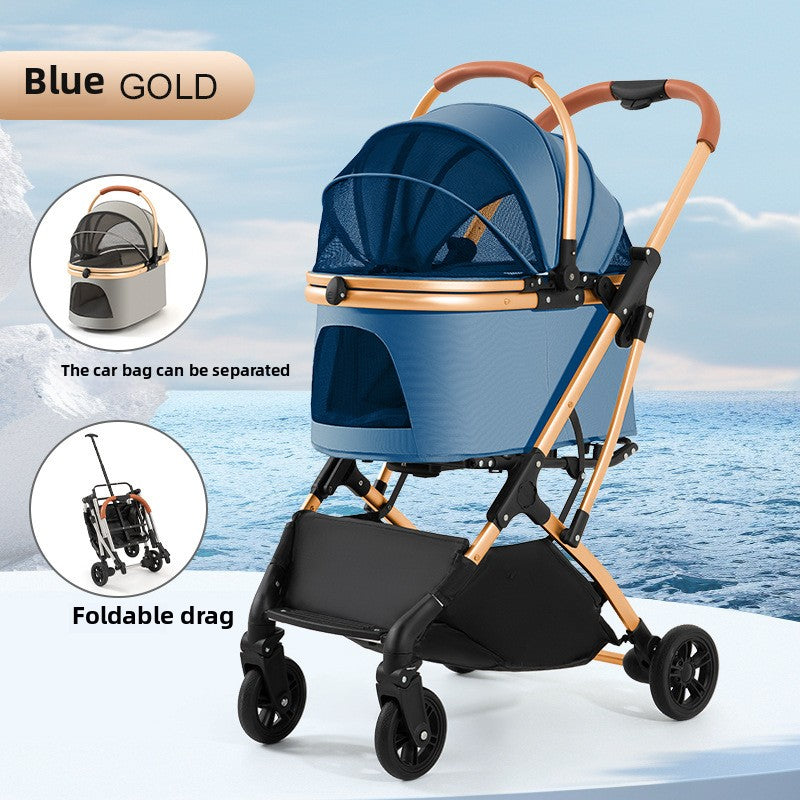 Wholesale medium and large dog pet cart dog cat teddy baby cart out small pet cart lightweight foldable